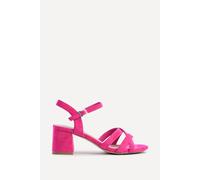 Linzi Women's Flair Hot Pink Faux Suede Heeled Sandals | Size: 5-Standard Fit Linzi Pink 5-Standard Fit