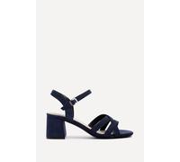 Linzi Women's Flair Navy Faux Suede Heeled Sandals | Size: 7-Standard Fit Linzi Navy 7-Standard Fit