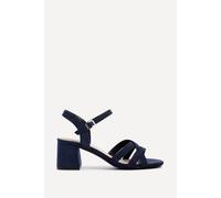 Linzi Women's Flair Navy Faux Suede Heeled Sandals | Size: 8-Standard Fit Linzi Navy 8-Standard Fit
