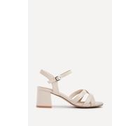 Linzi Women's Flair Nude Faux Leather Crossover Heeled Sandals in Beige | Size: 8-Standard Fit Linzi Beige 8-Standard Fit