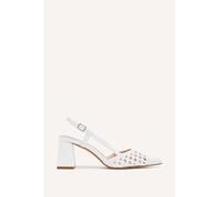 Linzi Women's Florence White Faux Leather Woven Block Court Heels | Size: 6-Standard Fit Linzi White 6-Standard Fit
