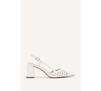 Linzi Women's Florence White Faux Leather Woven Block Court Heels | Size: 7-Standard Fit Linzi White 7-Standard Fit