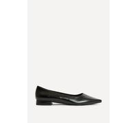 Linzi Women's Focus Black Faux Leather Pointed Toe Ballet Flats | Size: 5/Standard Fit