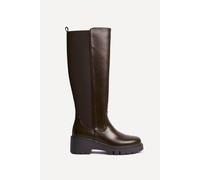 Linzi Women's Hyland Brown Faux Leather High Leg Wedge Boot | Size: 3/Standard Fit