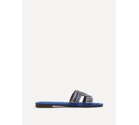 Linzi Women's Indira Cobalt Blue Suede Aztec Design Embellished Slider Sandal | Size: 4-Standard Fit Linzi Blue 4-Standard Fit