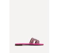 Linzi Women's Indira Fuchsia Suede Aztec Design Embellished Slider Sandal | Size: 5-Standard Fit Linzi Fuchsia 5-Standard Fit