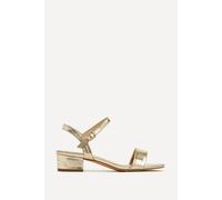 Linzi Women's Kezzi Gold Faux Leather Low Heeled Sandals | Size: 4/Standard Fit