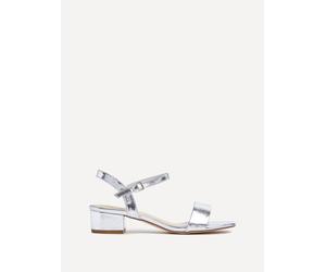 Linzi Women's Kezzi Silver Faux Leather Barely There Low Block Heeled Sandal | Size: 5/Standard Fit
