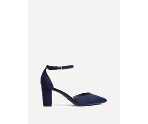 Linzi Women's Leona Navy Faux Suede Closed Back Block Heeled Court Shoe | Size: 5/Standard Fit