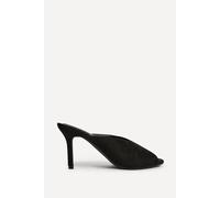 Linzi Women's Marseille Black Peep Toe Mule Heels | Size: 6-Standard Fit Linzi Black 6-Standard Fit
