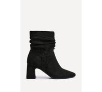 Linzi Women's Maven Black Faux Suede Ruched Block Heel Ankle Boot | Size: 6-Standard Fit Linzi Black 6-Standard Fit