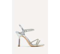 Linzi Women's Mesmerize Silver Faux Leather Square Toe Diamonte Embellished Heel | Size: 3-Standard Fit Linzi Silver 3-Standard Fit