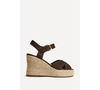 Linzi Women's Noah Brown Crossover Wedge Sandals | Size: 4/Standard Fit