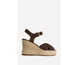 Linzi Women's Noah Brown Crossover Wedge Sandals | Size: 5-Standard Fit Linzi Brown 5-Standard Fit