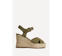 Linzi Women's Noah Khaki Crossover Wedge Sandals | Size: 7-Standard Fit Linzi Khaki 7-Standard Fit