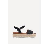 Linzi Women's Panama Black Raffia Two Part Espadrille Inspired Flatform Sandal | Size: 3-Standard Fit Linzi Black 3-Standard Fit