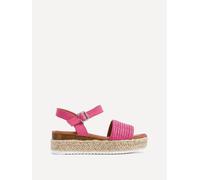 Linzi Women's Panama Fuchsia Raffia Two Part Espadrille Inspired Flatform Sandal | Size: 4-Standard Fit Linzi Fuchsia 4-Standard Fit