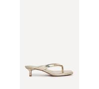 Linzi Women's Potential Gold Faux Leather Toe Post Kitten Heel | Size: 6-Standard Fit Linzi Gold 6-Standard Fit