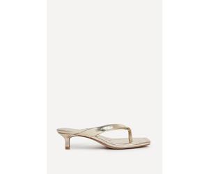 Linzi Women's Potential Gold Faux Leather Toe Post Kitten Heel | Size: 6-Standard Fit Linzi Gold 6-Standard Fit