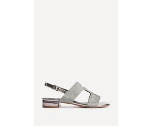 Linzi Women's Reeva Pewter Slingback Block Heel Sandals in Silver | Size: 3-Standard Fit Linzi Silver 3-Standard Fit