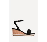 Linzi Women's Regan Black Faux Suede Wedge Sandals | Size: 6-Standard Fit Linzi Black 6-Standard Fit