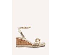 Linzi Women's Regan Gold Faux Leather Wedge Sandals | Size: 7-Standard Fit Linzi Gold 7-Standard Fit