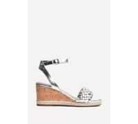Linzi Women's Regan Silver Faux Leather Wedge Sandals | Size: 5-Standard Fit Linzi Silver 5-Standard Fit
