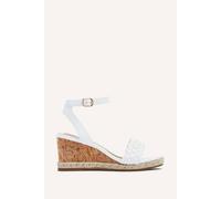 Linzi Women's Regan White Faux Leather Wedge Sandals | Size: 5-Standard Fit Linzi White 5-Standard Fit