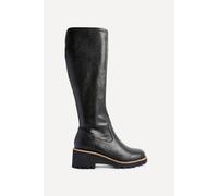 Linzi Women's Resist Black Faux Leather Stretch Wedge High Leg Boot | Size: 8/Standard Fit