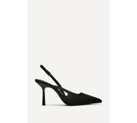 Linzi Women's Rhea Black Scuba Sling Back Court Heels | Size: 5/Standard Fit