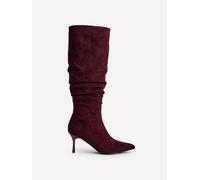 Linzi Women's Rosenna Burgundy Faux Suede Ruched High Leg Heeled Boot | Size: 4/Standard Fit