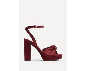 Linzi Women's Ruba Burgundy Satin Knotted Platform Heels | Size: 4/Standard Fit