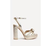 Linzi Women's Ruba Gold Knotted Platform Heels | Size: 4/Standard Fit