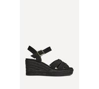 Linzi Women's Sheena Black Crossover Espadrille Wedges | Size: 5/Standard Fit