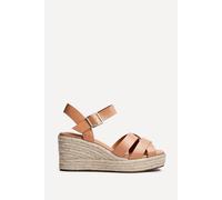 Linzi Women's Sheena Tan Crossover Espadrille Wedges | Size: 5/Standard Fit
