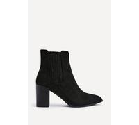 Linzi Women's Thrive Black Suede Pointed Toe Stacked Blook Heeled Boot | Size: 6-Standard Fit Linzi Black 6-Standard Fit
