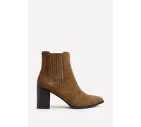 Linzi Women's Thrive Tan Suede Pointed Toe Stacked Blook Heeled Boot | Size: 8/Standard Fit