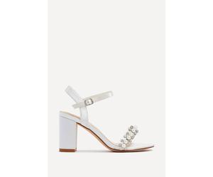 Linzi Women's Tinsley Ivory Satin Heeled Sandal in White | Size: 7-Standard Fit Linzi White 7-Standard Fit