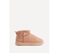 Linzi Women's Ultra Mini Addy Chestnut Faux Suede Cream Faux Fur Lined Ultra Mini Ankle Boot in Brown | Size: 3-Standard Fit Linzi Brown 3-Standard Fit