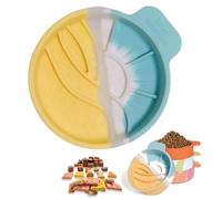 LINZZI Colorful Round Slow Feeder Bowl for Small Dog & Cat Easy to Clean Silicone Round Shape Cat Bowl (Yellow)