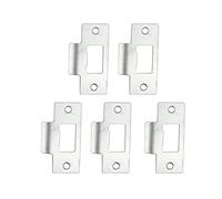 Lioaeust 5Pcs Security Latch Strike Plate, Standard Tubular Latch Replacement Striker Plate Nickel Plated Strike Plate for Steel Jamb Systems
