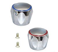 Lioaeust Faucet Handle Covers, 2PCS Replacement Hot and Cold Tap Head Covers Metal Chrome Plated Mixer Tap Accessories for Klitchen, Bathroom
