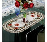 Lioaeust Oval Vintage Tablecloth, Oval Vintage Embroidered Lace Tablecloth Floral Table Cloth/Mat For Home, Party, Wedding Decoration