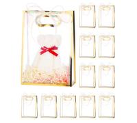 Liobelon 12 Pieces Clear Plastic Gift Bags with Handle PP Gift Wrap Tote Bag with Ribbon Reusable Gifts Bag with Ties for Wedding Bridal Shower Birthday Party 7x10x3.15 Inch (metal gold)