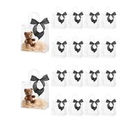 Liobelon 20 Pieces Clear Plastic Gift Bags with Handles Party Favor Bag with 10 Yard Ribbons Roll Reusable Goodie Bags Tote Bag for Wedding, Baby Shower, Birthday Party,6.3 x 5.9 x 2.76 inch,Black