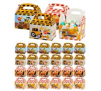 Liobelon 24 Pieces Construction Party Treat Boxes Excavator Boxes With Handle Construction Birthday Party Supplies Dump Truck Goodie Party Favor Box