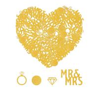 Liobelon 300 Pieces Gold Wedding Confetti, Glitter Mr Mrs Gold Diamond Ring Table Confetti, Dots Marriage Party Confetti, Paper Scatters Decorations for Ceremony Anniversary Valentine's Day