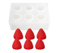 Liobelon 6 Cavity Strawberry Mold, 3D Strawberry Chocolate Mold Fruit Silicone Mold, Strawberry Fondant Mold Resin Fruit Molds for Cake Topper Cupcake Decorating Tools