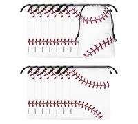 Liobelon 60 Pieces Baseball Drawstring Bags Plastic Baseball Party Favor Snack Bag 6 x 8inch Gift Goodie Pouches for Birthday Baseball Theme Party (baseball)