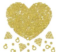 Liobelon 600 Pieces Wedding Confetti Bridal Shower Decorations Table Confetti Glitter Paper Diamond Ring Engagement Party Decorations,Gold